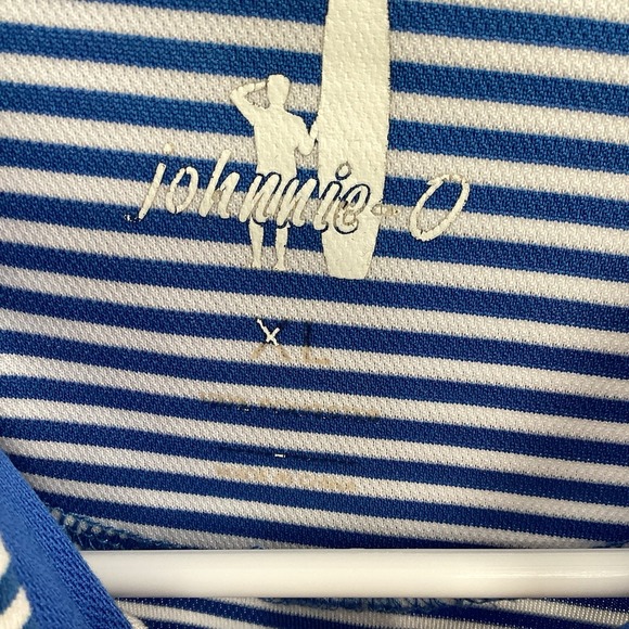 Men's Johnnie-O Short Sleeved Striped Performance‎ Polo Royal /white XL - Picture 5 of 9